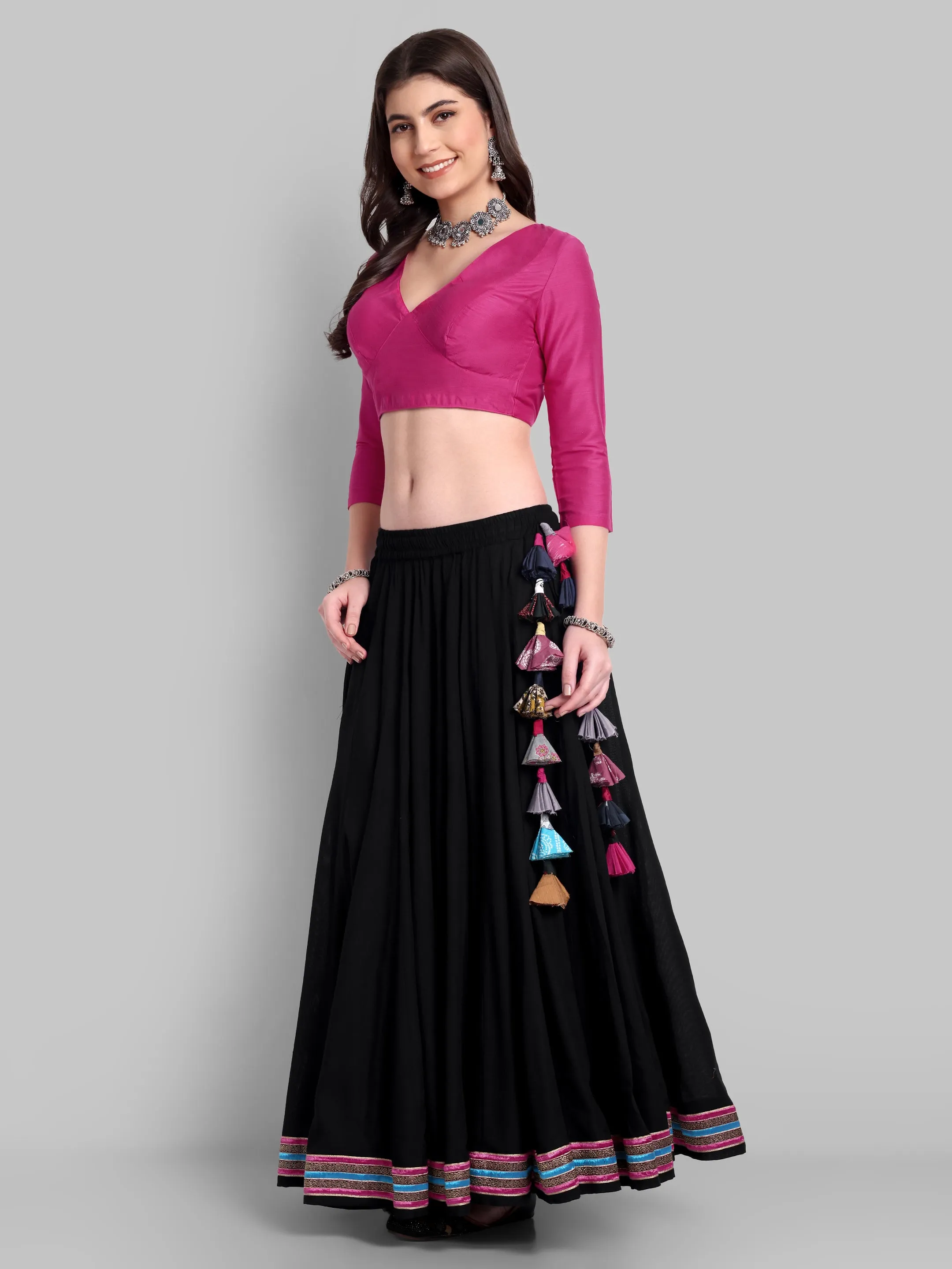 100 Kalis Black Skirt with Multi colour Border