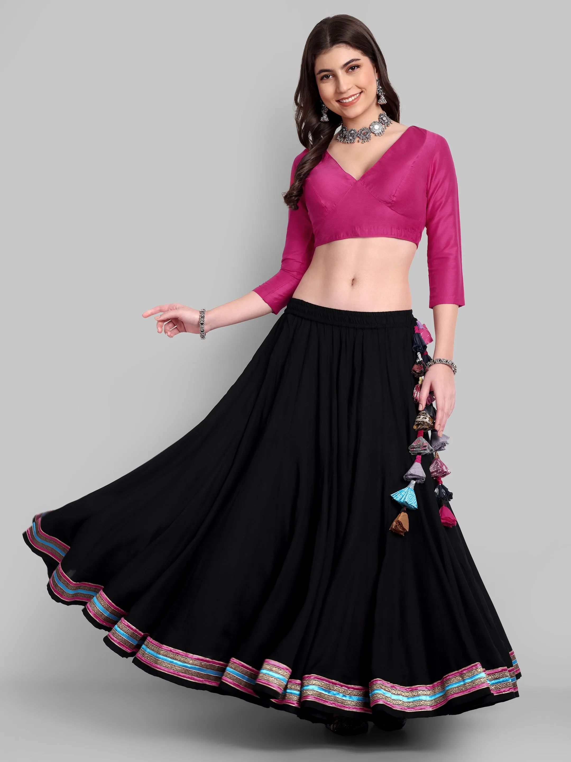 100 Kalis Black Skirt with Multi colour Border