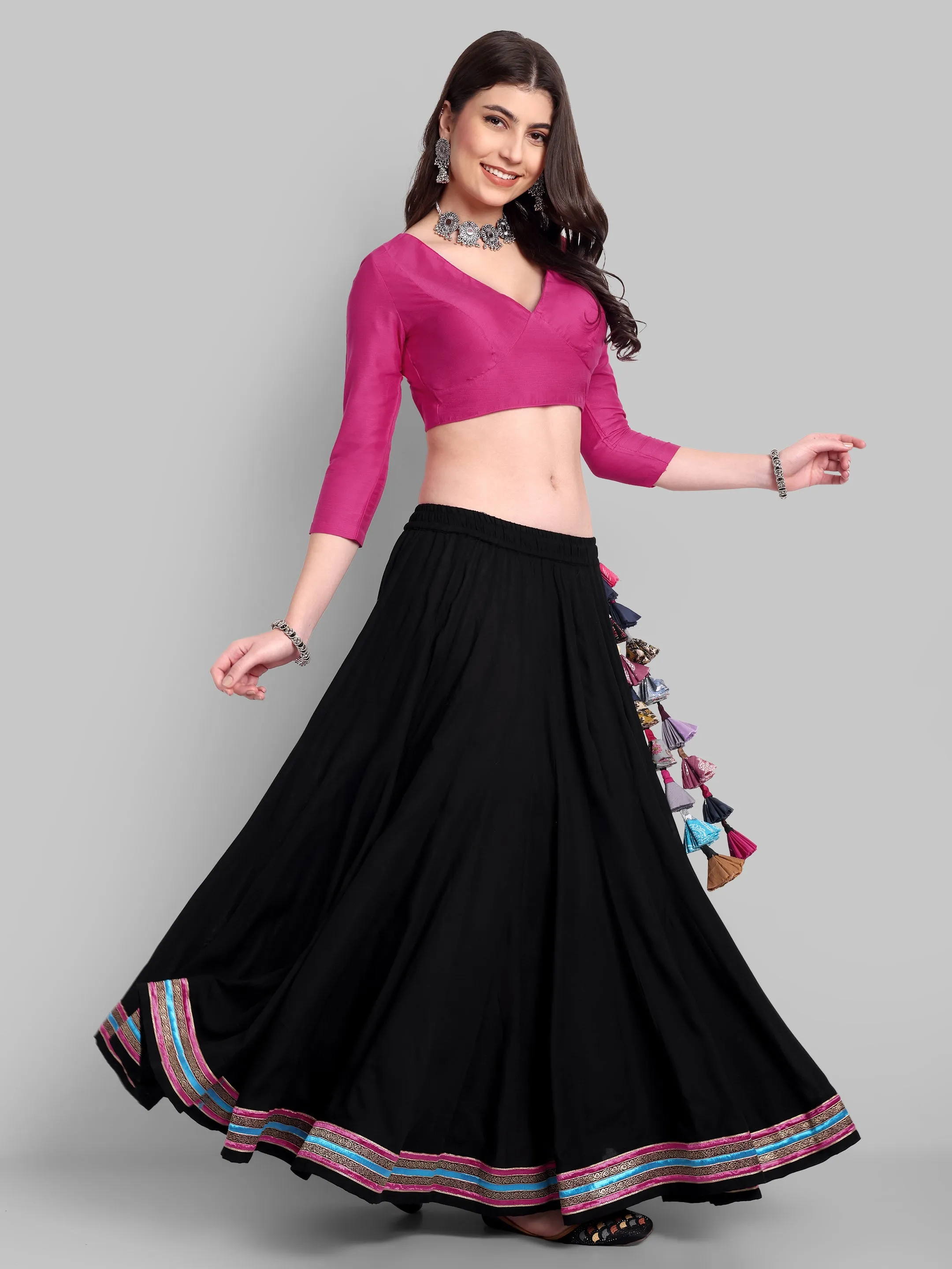 100 Kalis Black Skirt with Multi colour Border