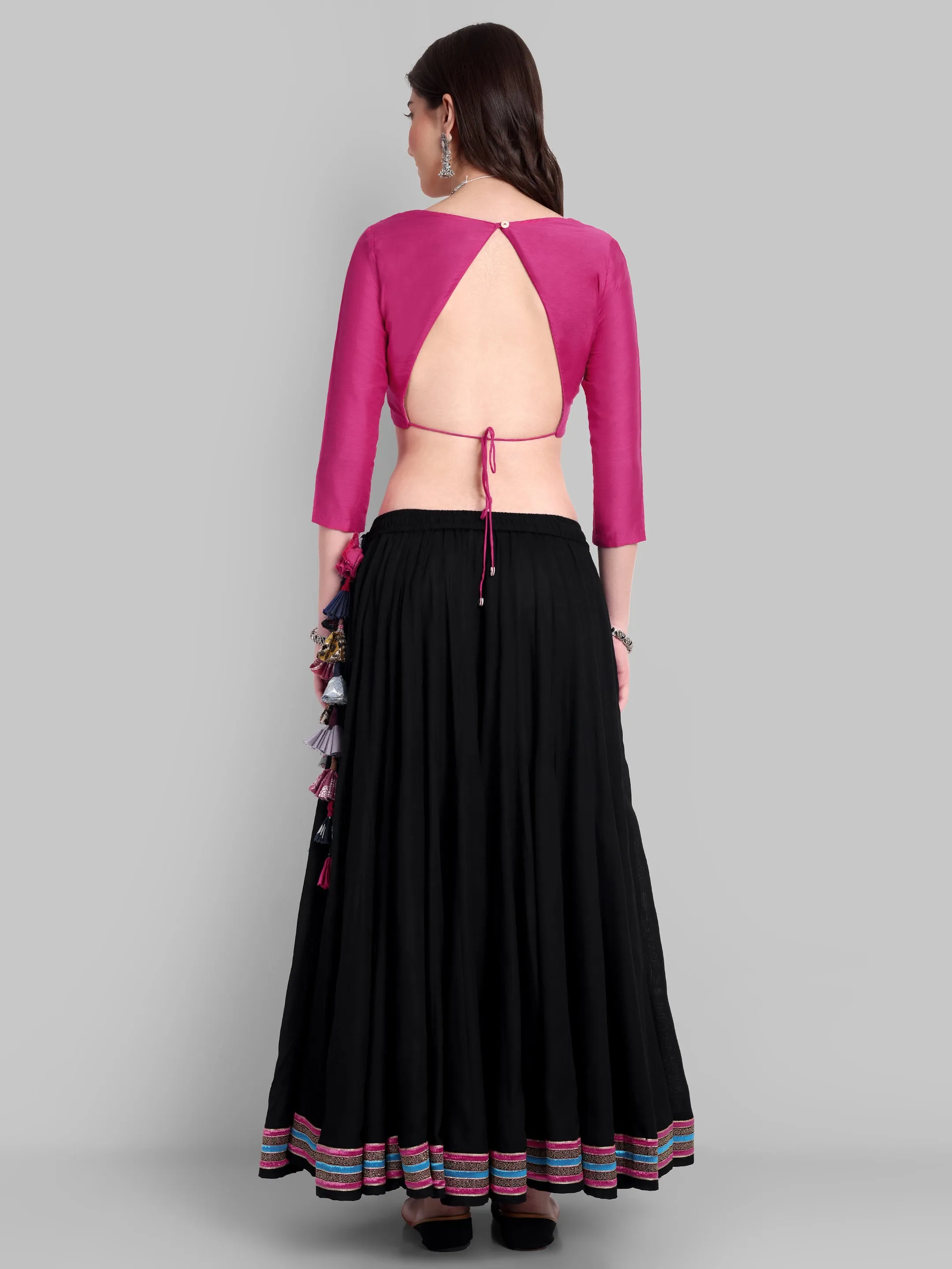 100 Kalis Black Skirt with Multi colour Border