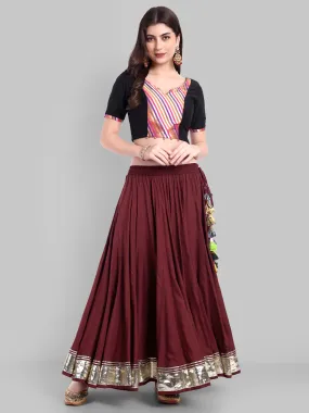 100 Kalis Maroon Skirt with Water Gota Border