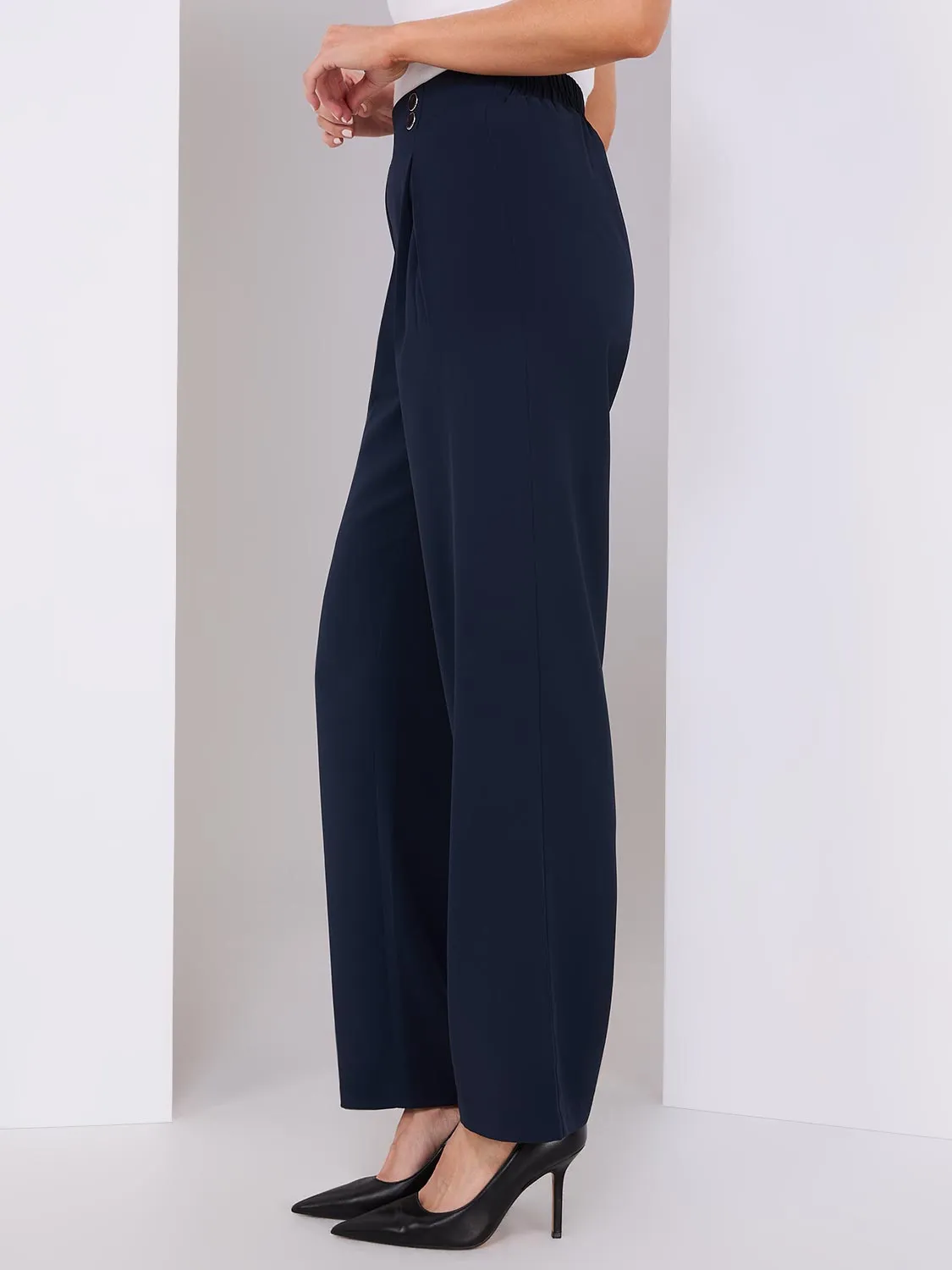 4-Button Wide Leg Pants