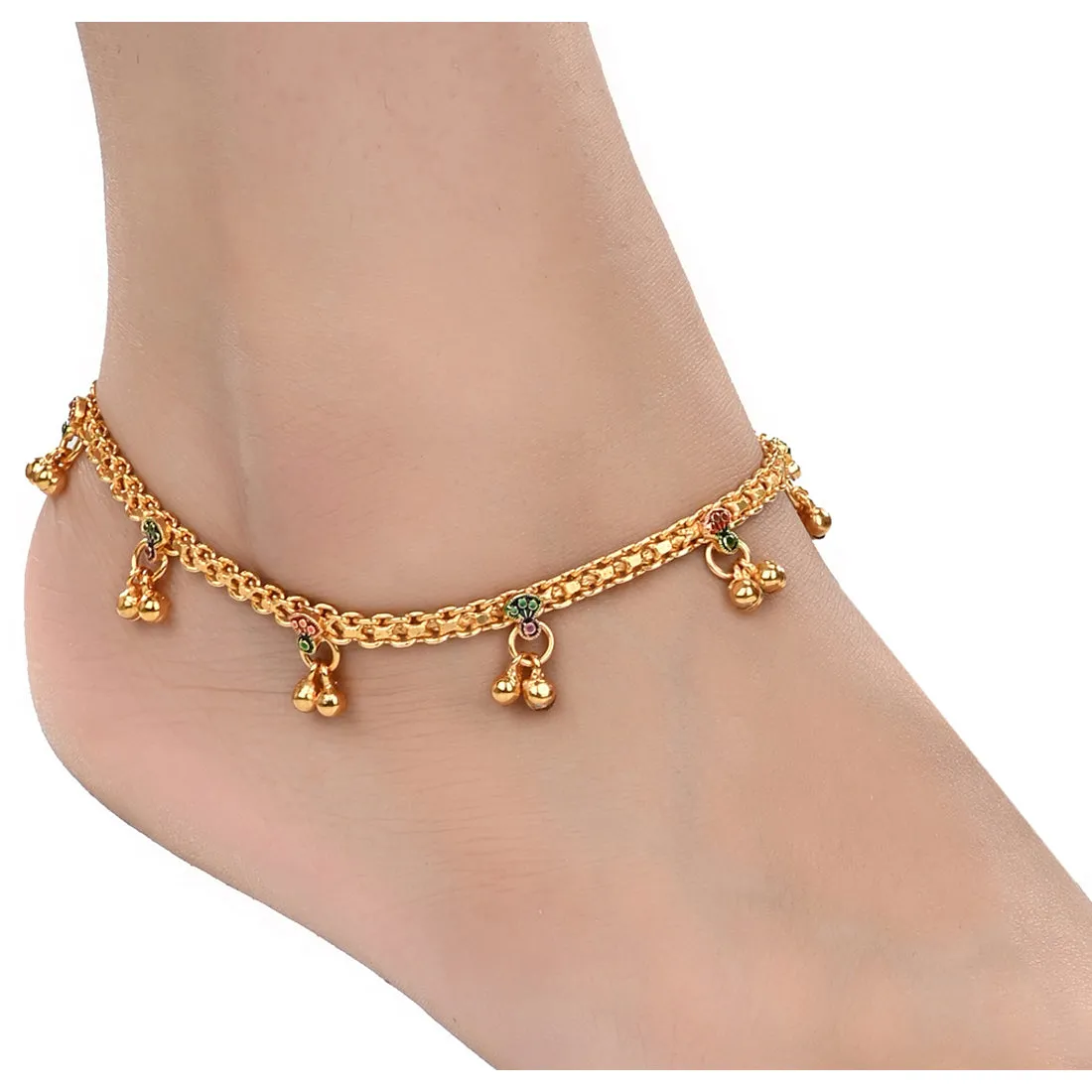 AanyaCentric Gold Plated Traditional Anklets Payal - Classic and Stylish for Women and Girls