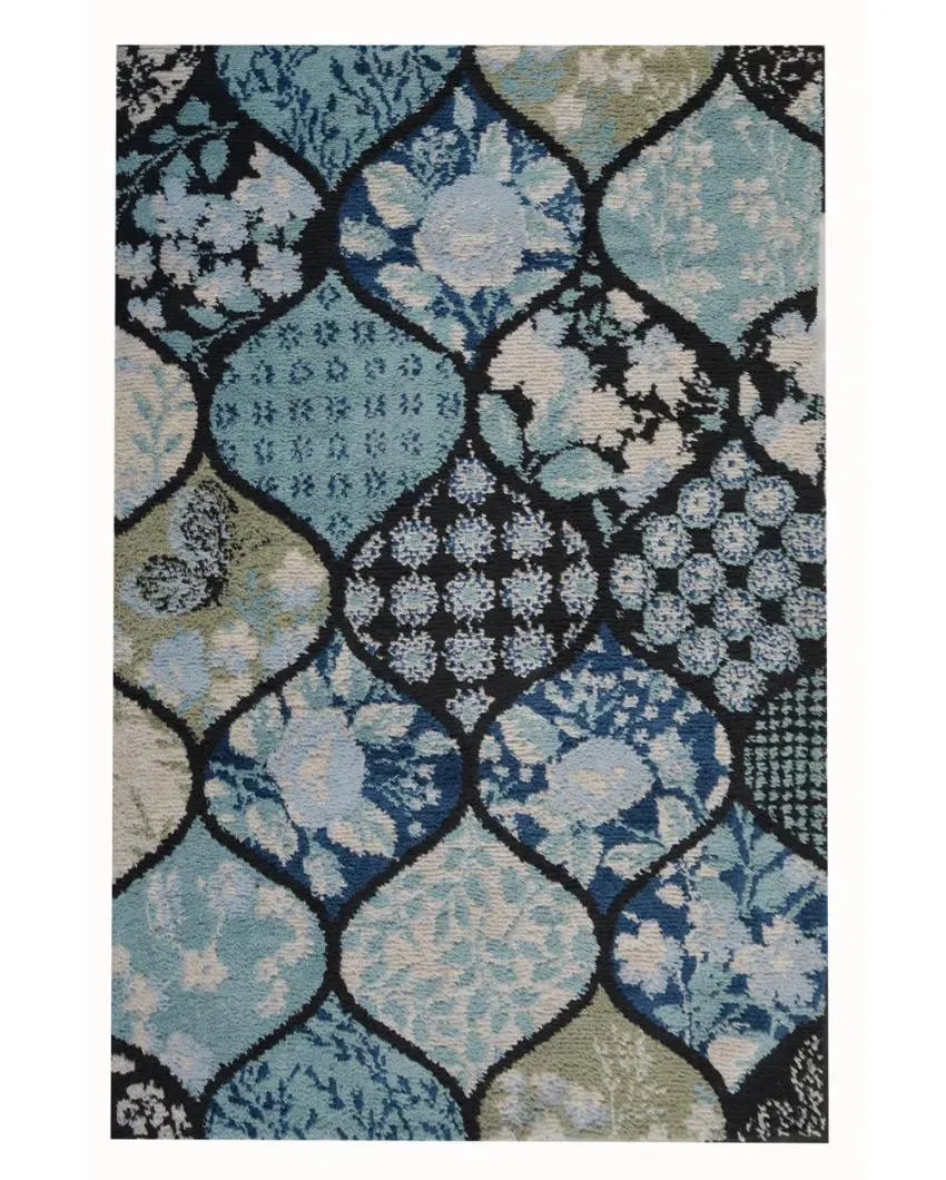 Abstract Intricate Blue Polyester Carpet