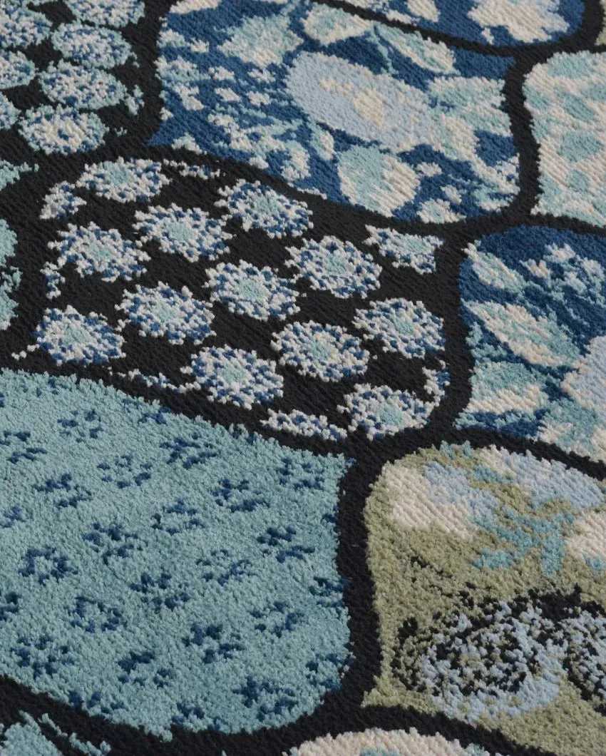 Abstract Intricate Blue Polyester Carpet