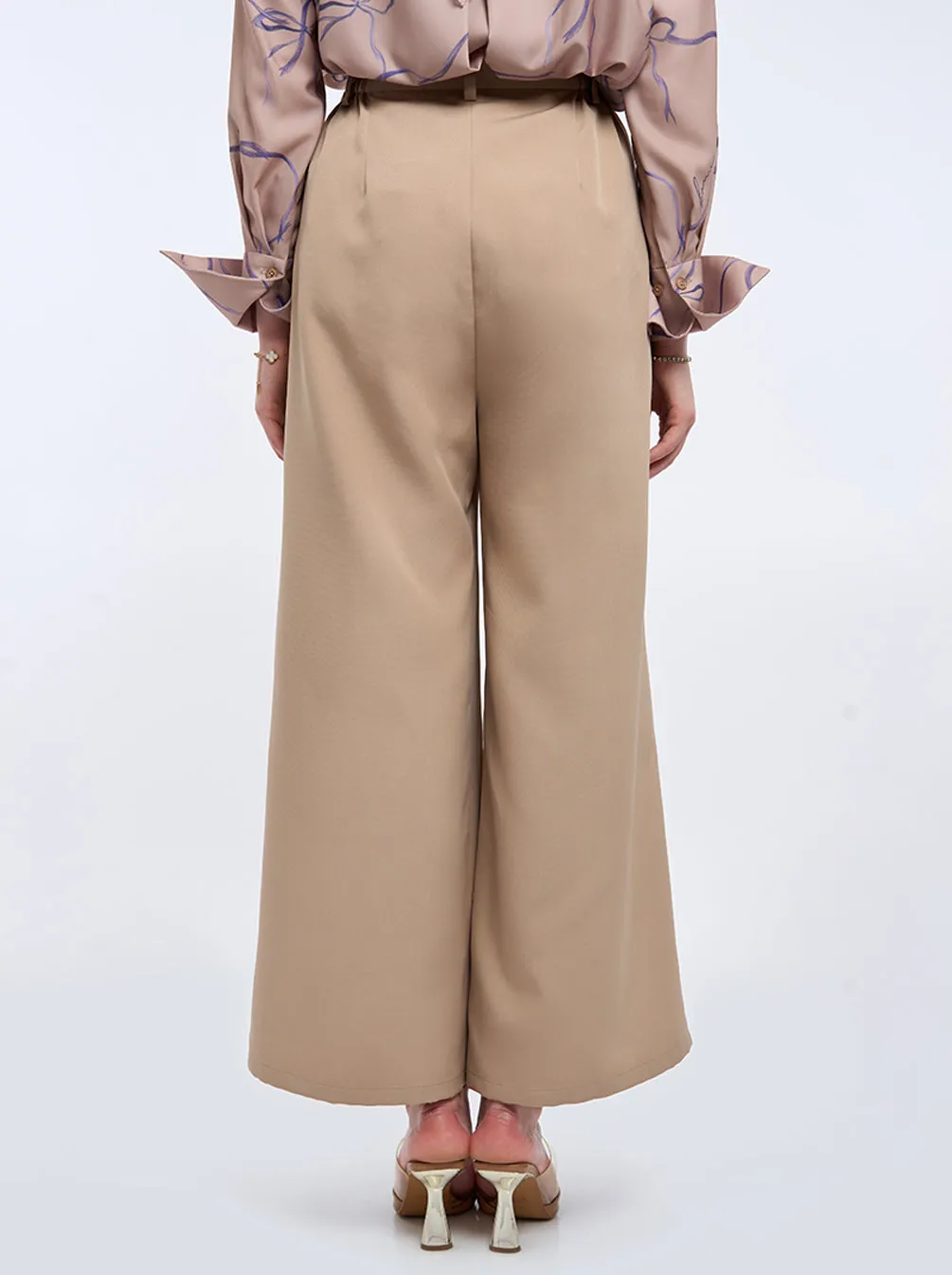 AILA WIDE LEG PANTS PLAIN TAN