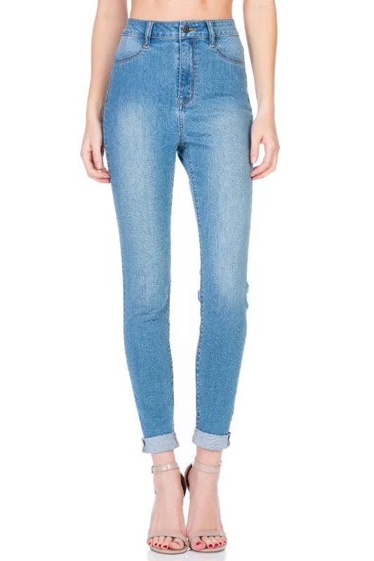 Aliyah - High Rise Medium Blue Super Skinny Denim Jeans