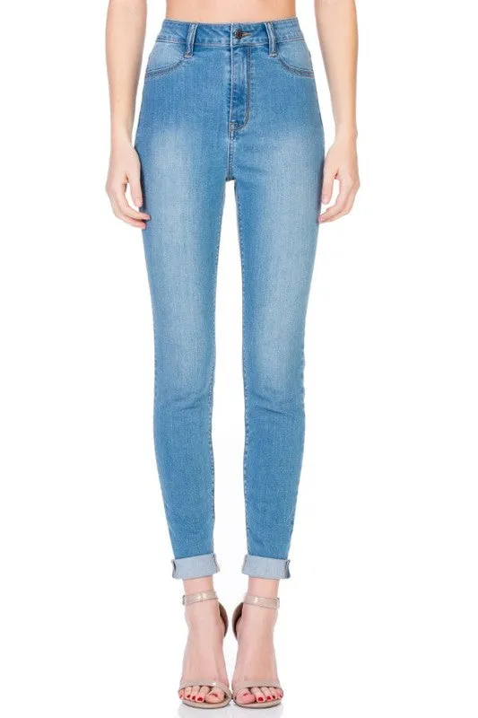 Aliyah - High Rise Medium Blue Super Skinny Denim Jeans