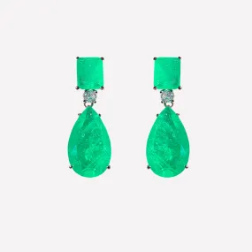 Alluring Ladies Large Tourmaline Drop Earrings With Zirconia Accents