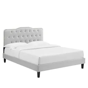 Amber Performance Velvet Twin Platform Bed By Modway - MOD-6780 - Light Gray