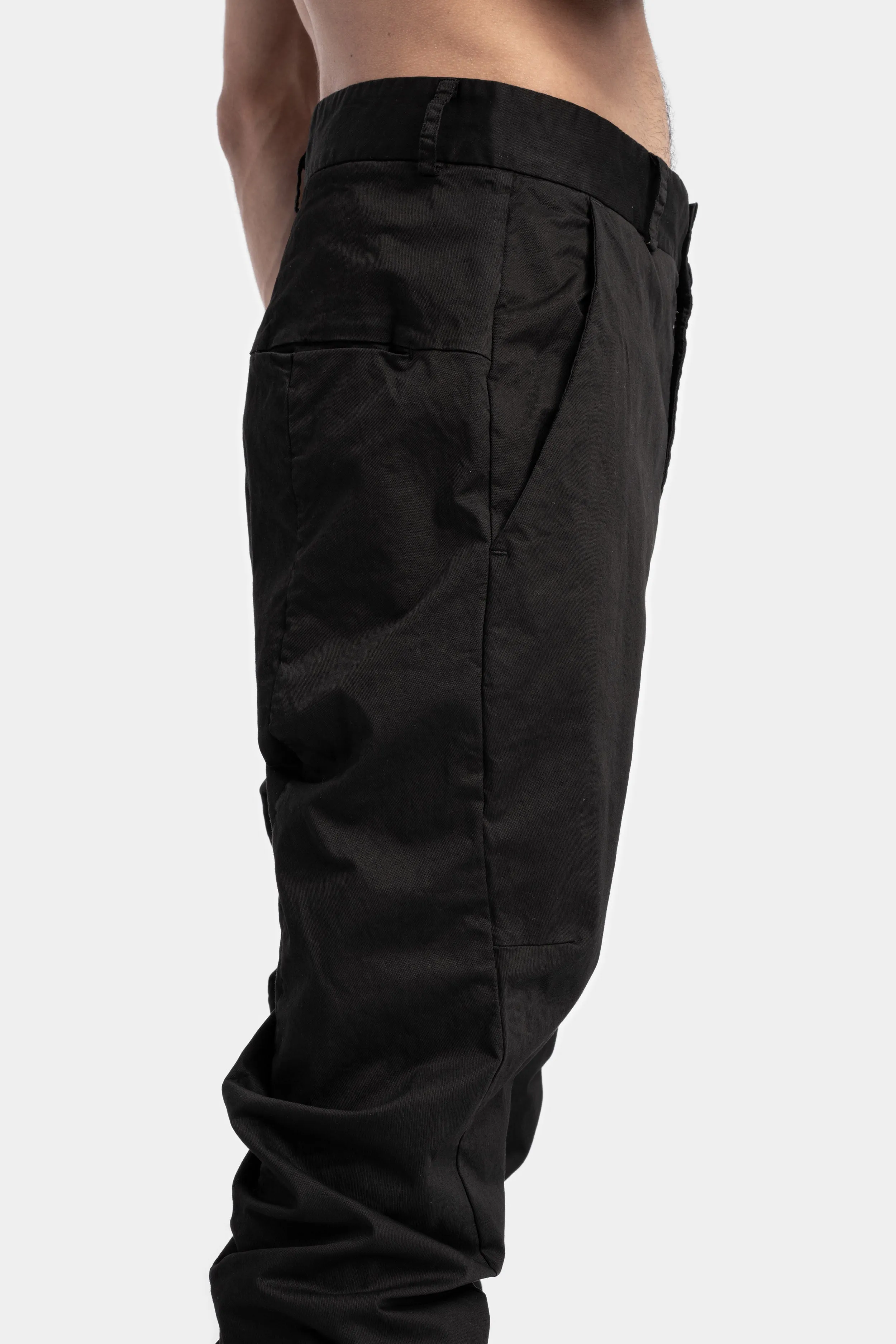 Mens Anatomical Lightweight Black Trousers with Comfortable Fit and Breathable Fabric