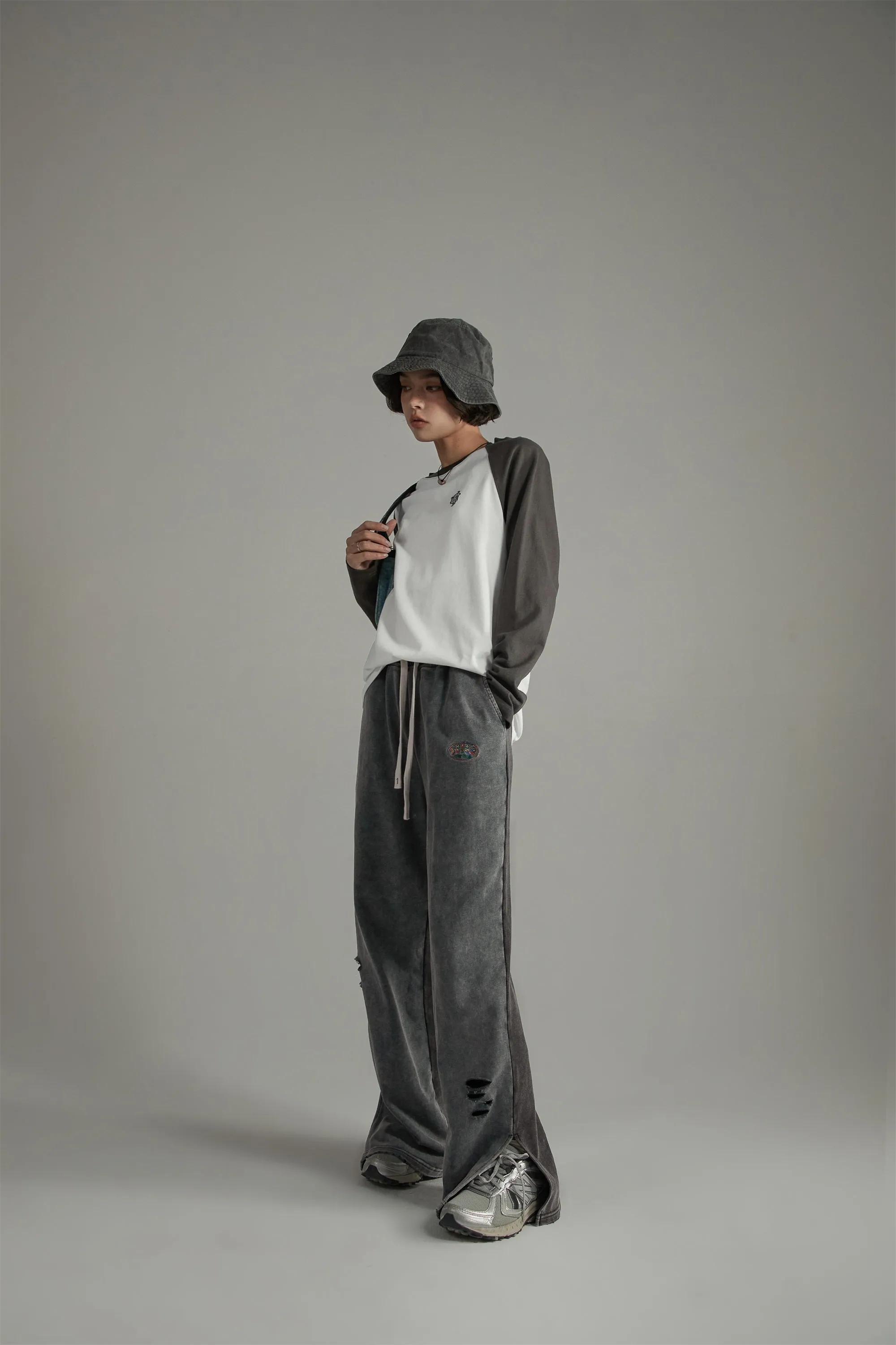 Ankle Slit Bootcut Jogger Pants