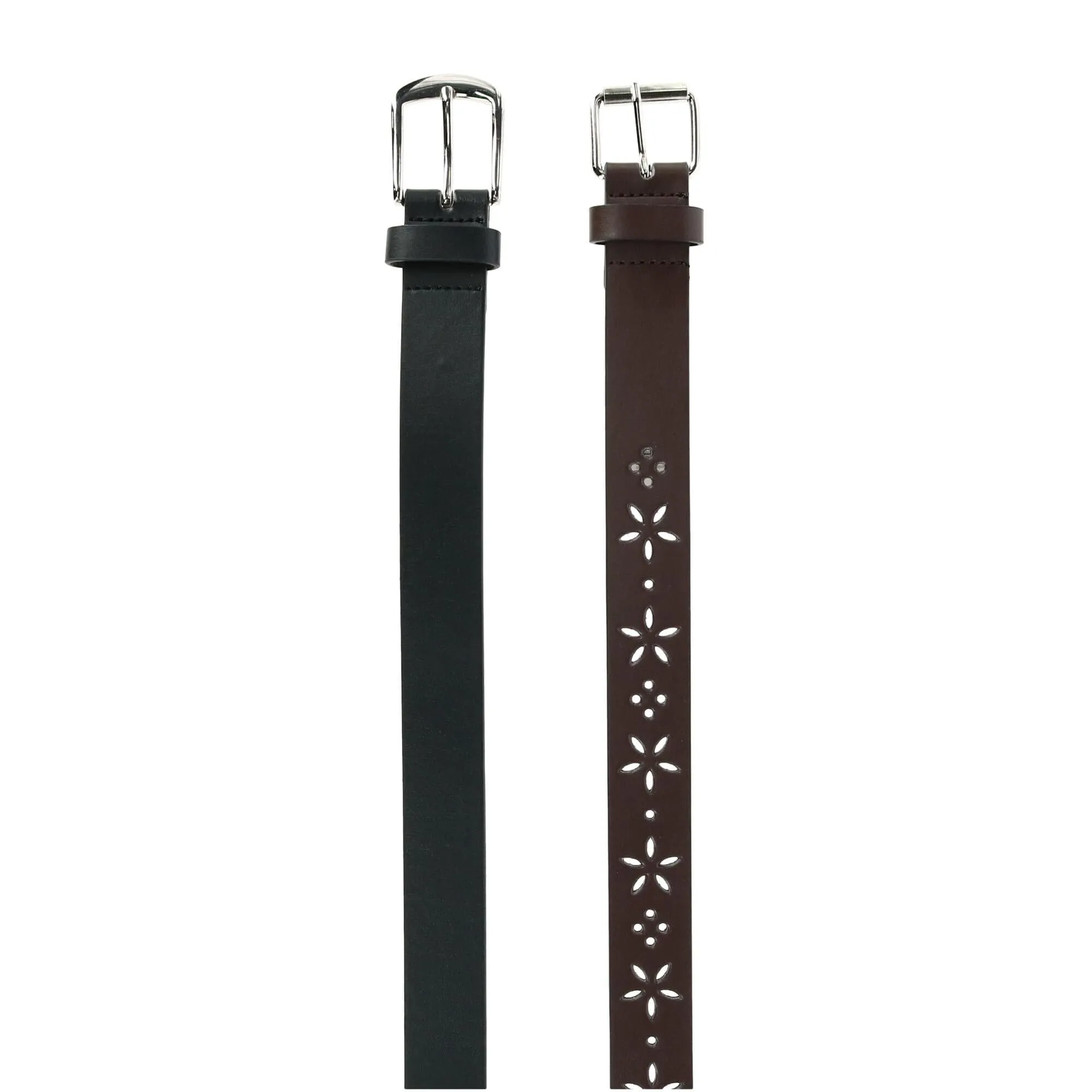 Aquarius Girl's Perforated Belt and Solid Belt (Pack of 2)