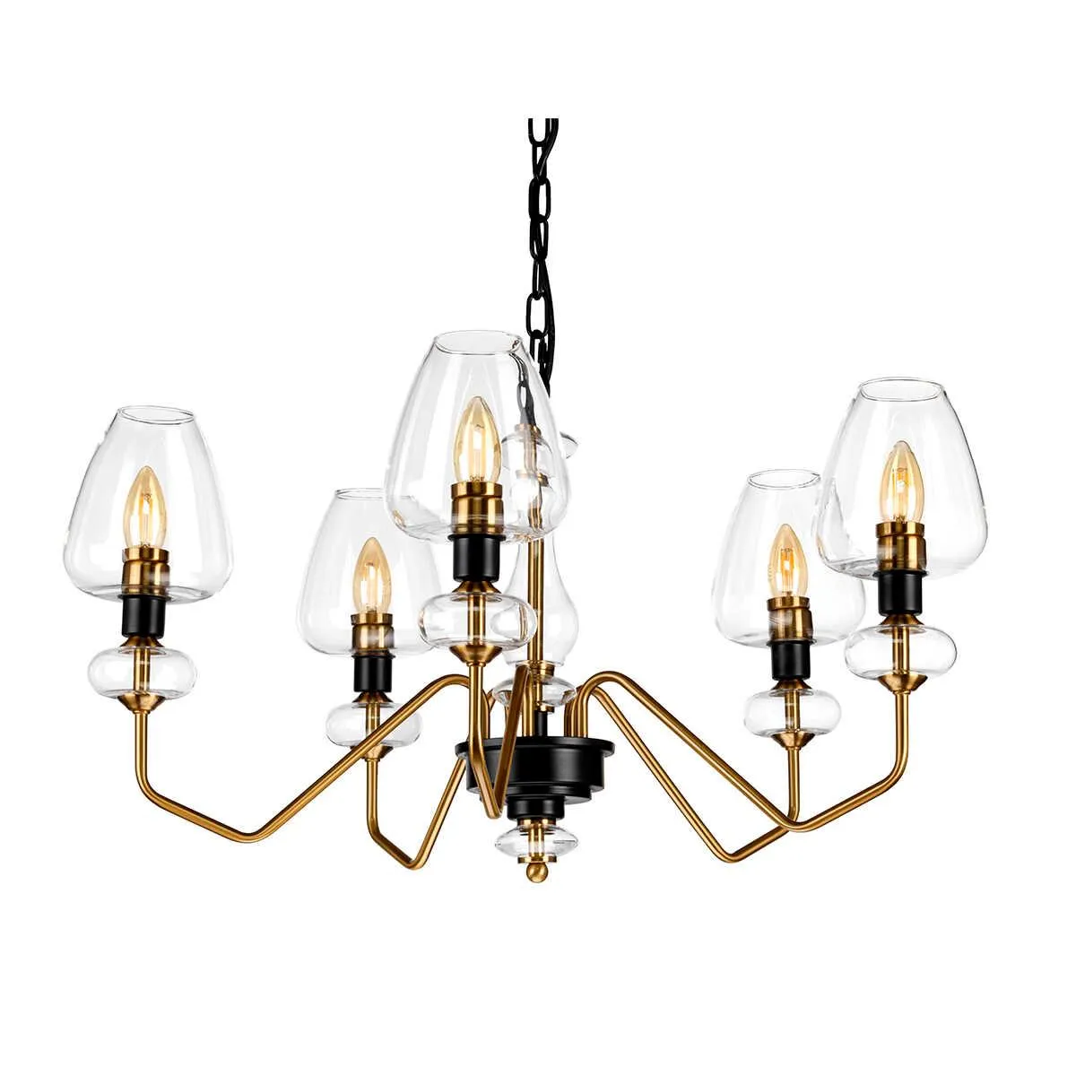 Armand 5 Light Aged Brass Chandelier Elstead Lighting