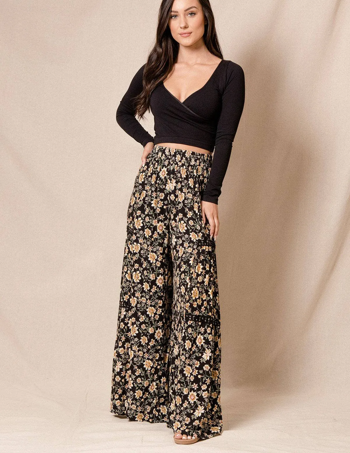 Aubrey Palazzo Pants - Black Large Only