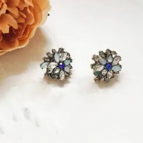 AVAANI Blue Rhinestone Stud Earrings