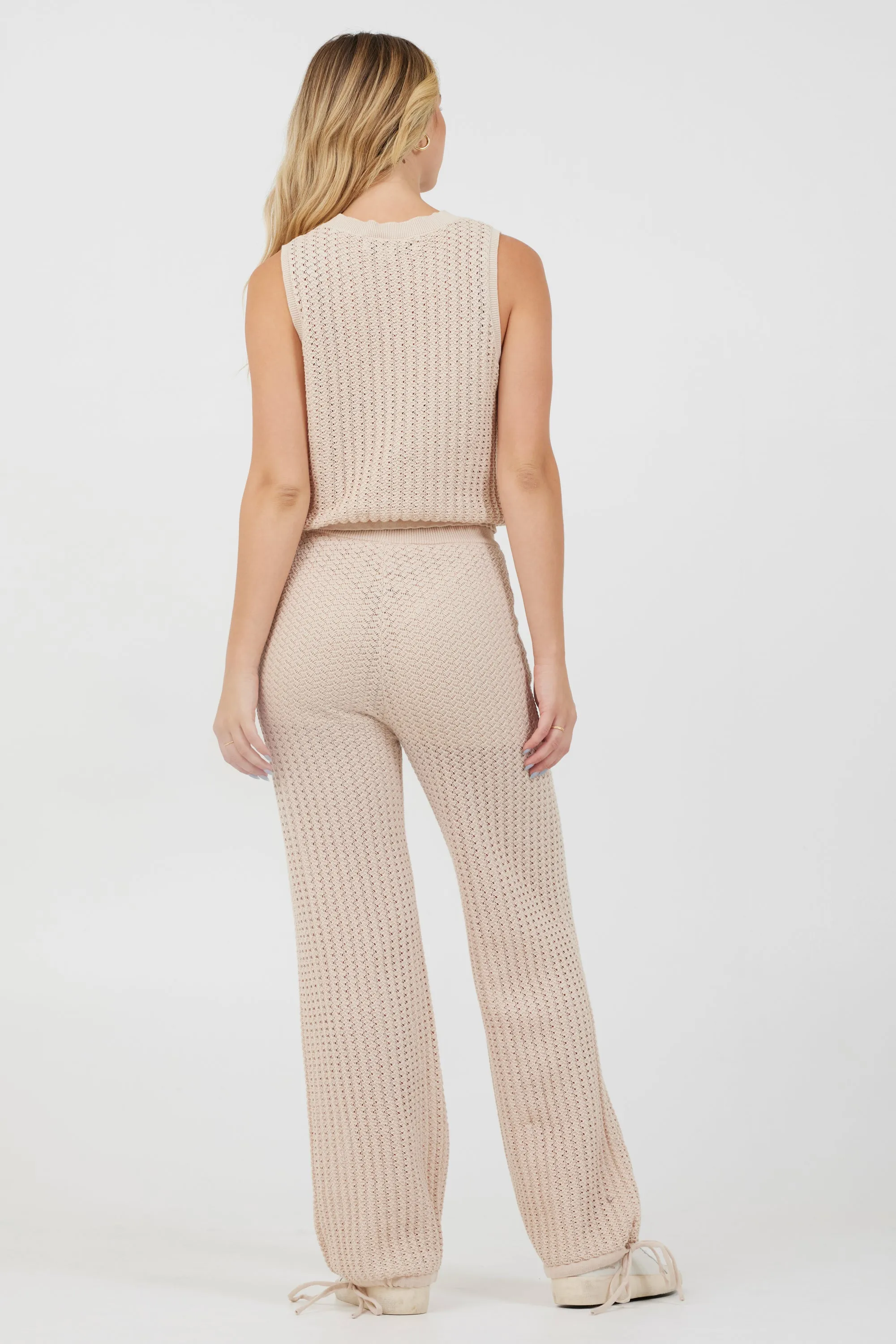 Bali Beige Open Crochet Tie Pants