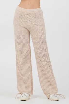 Bali Beige Open Crochet Tie Pants