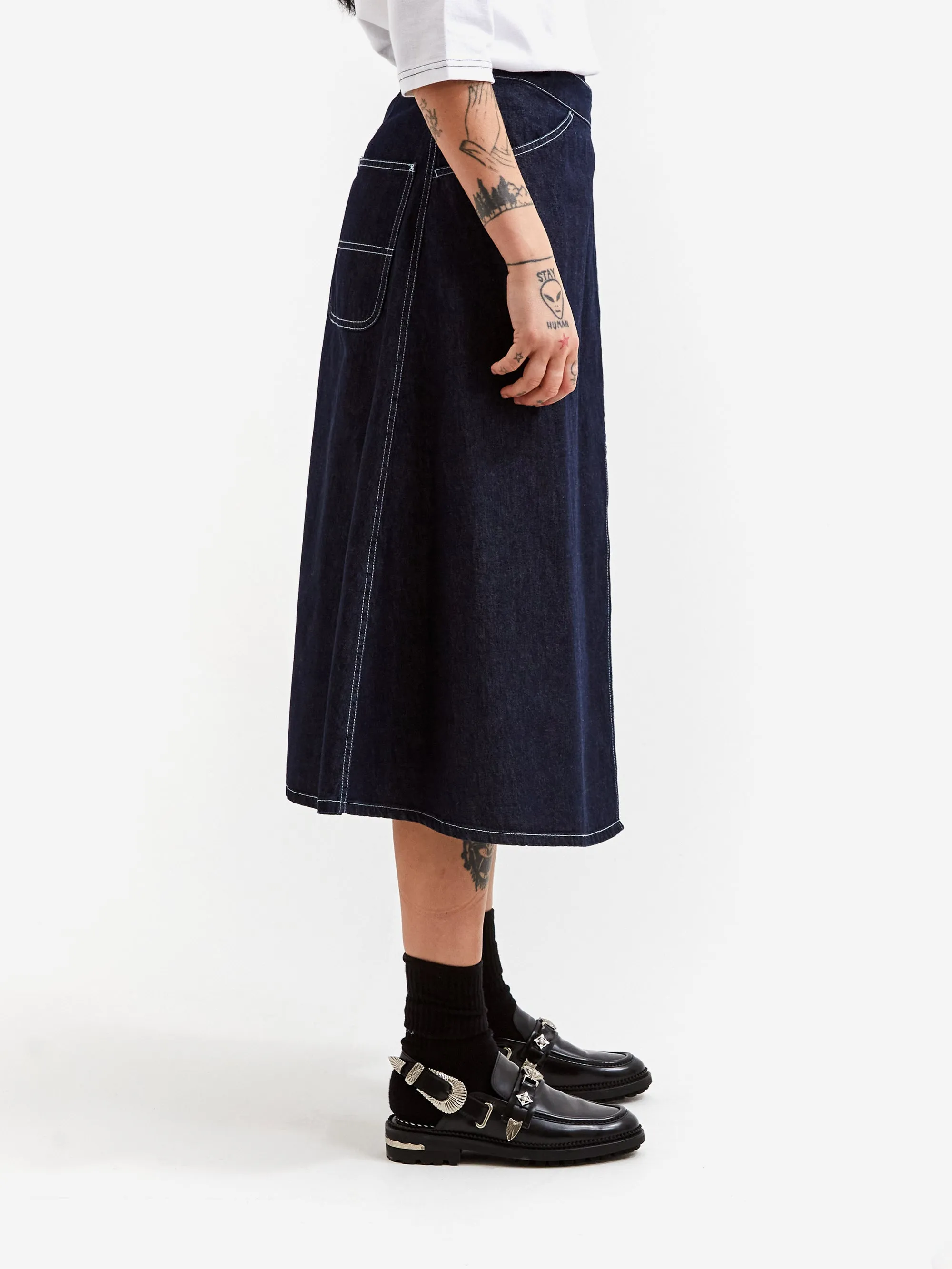 Beams Boy Pleated Wrap Skirt - Indigo