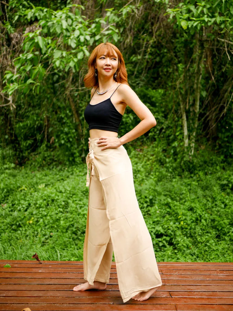 Beige Palazzo Wrap Pants