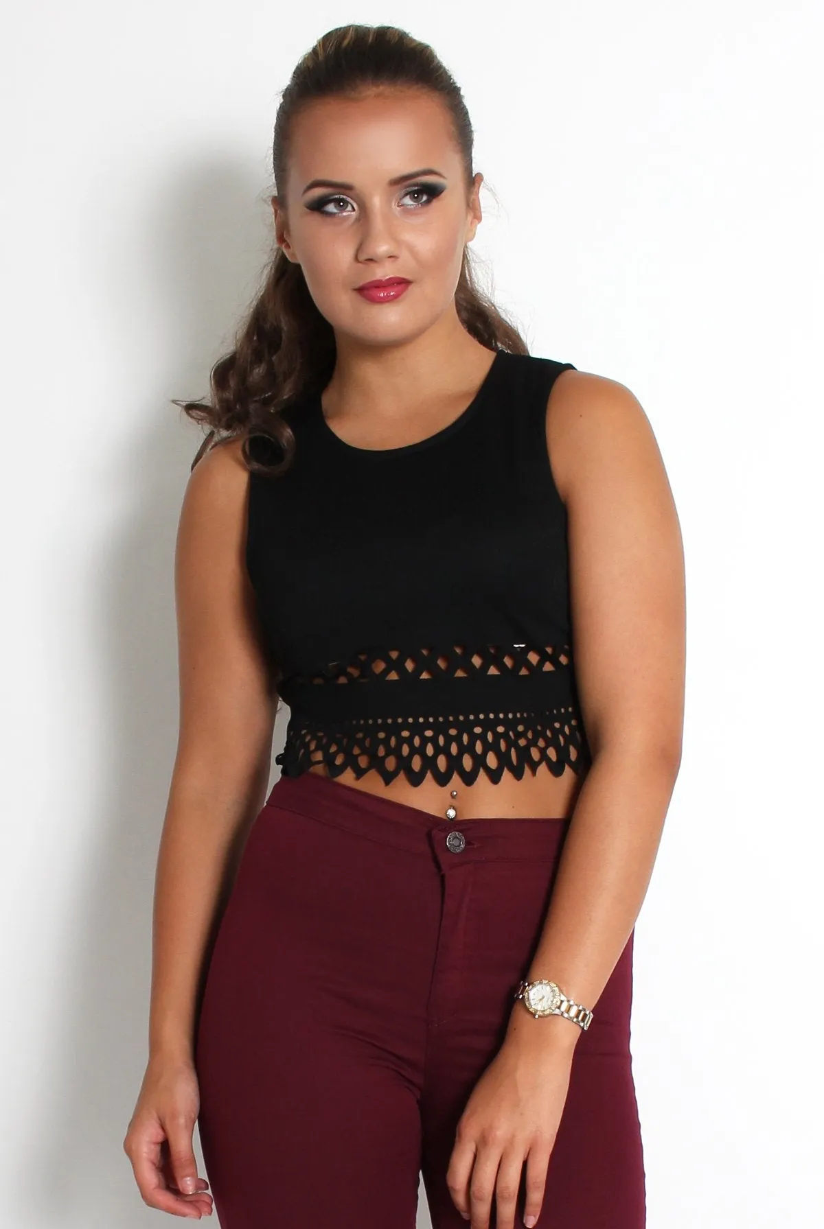 Belle Black Cut Out Crop Top