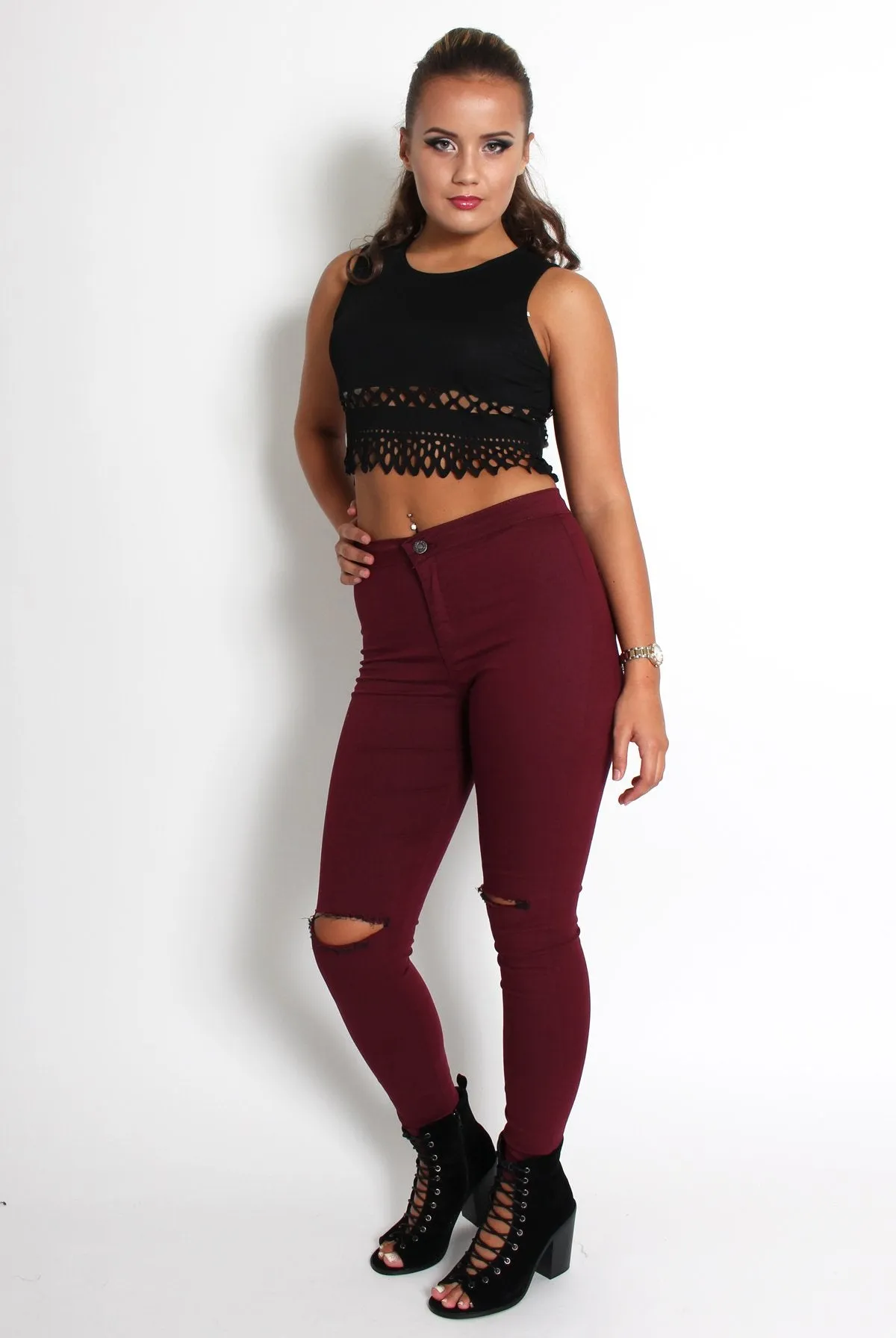 Belle Black Cut Out Crop Top