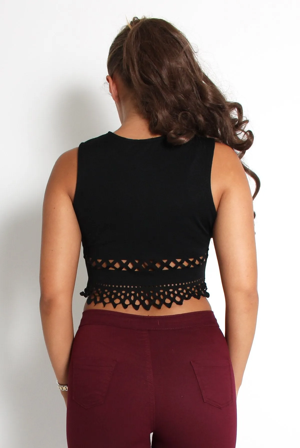 Belle Black Cut Out Crop Top