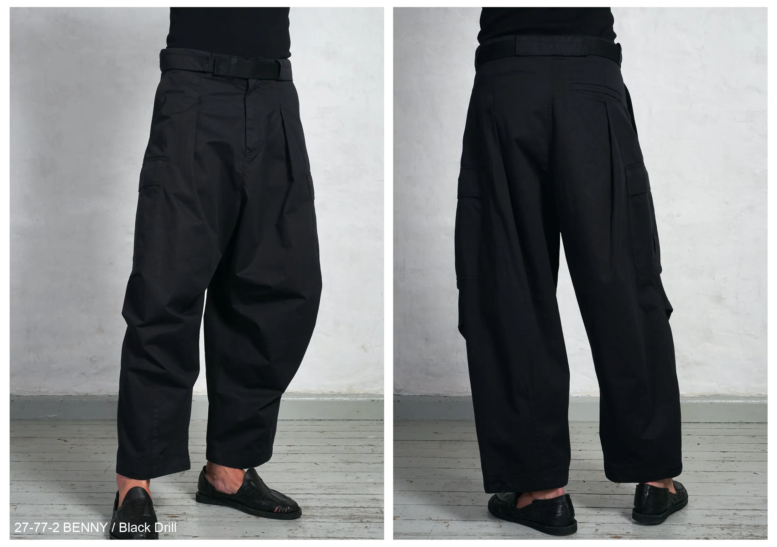 BENNY | Super Wide Ballon Trousers | Black Drill