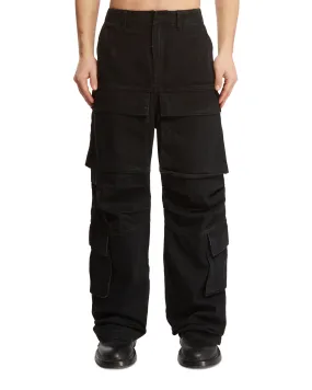 Black Heavy Denim Cargo Pants