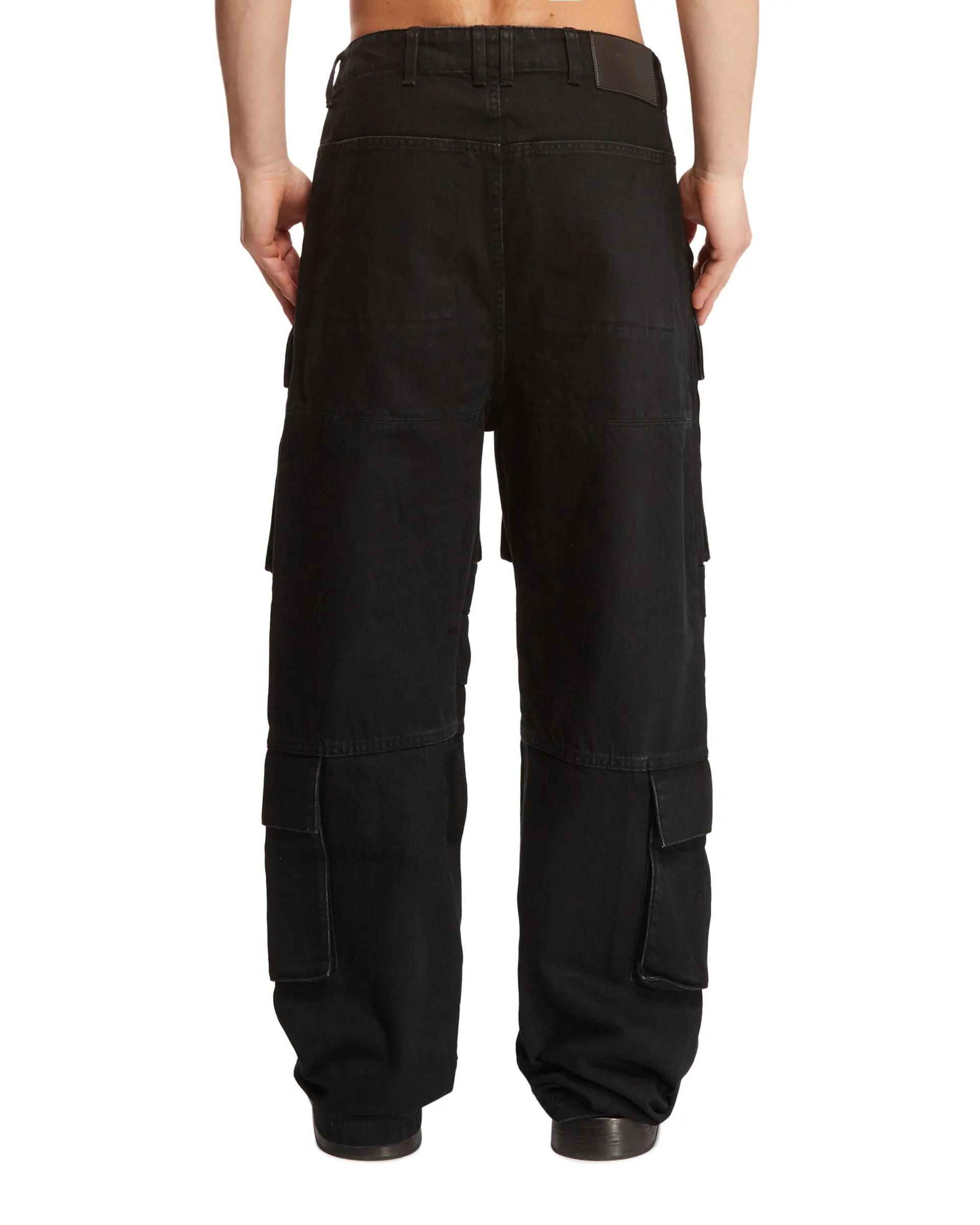 Black Heavy Denim Cargo Pants