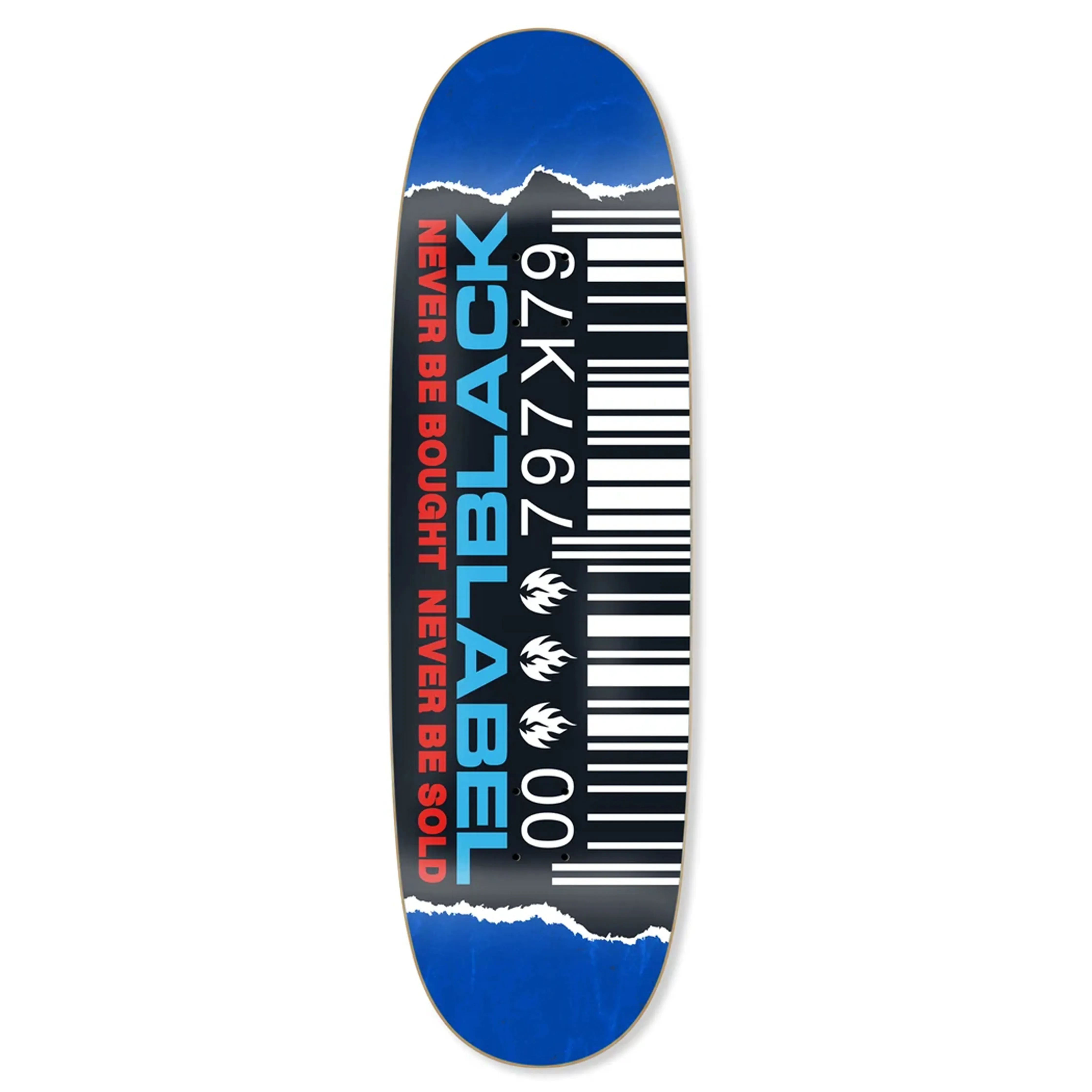 Black Label Skateboards Ripped Barcode Deck - 9.5 Egg - Assorted Stains