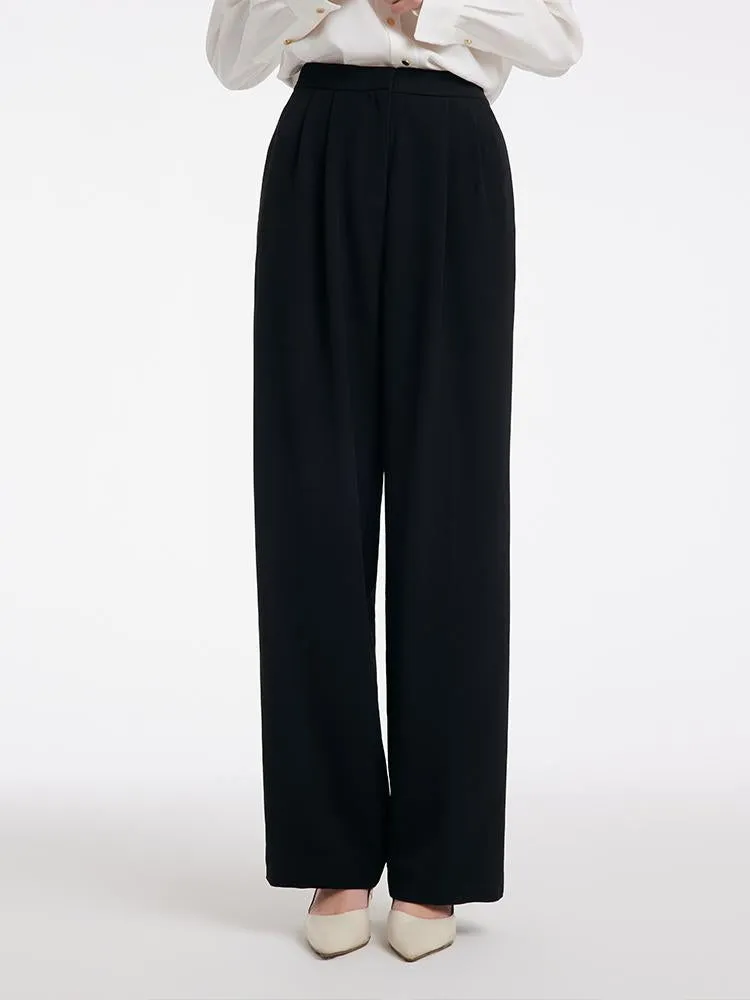 Black Straight Full Length Pants For Women