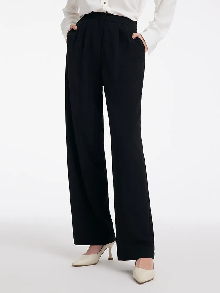 Black Straight Full Length Pants For Women