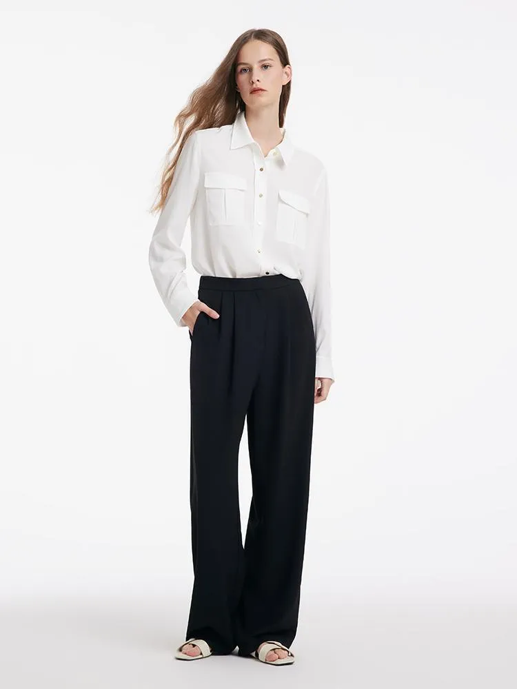 Black Straight Full Length Pants For Women