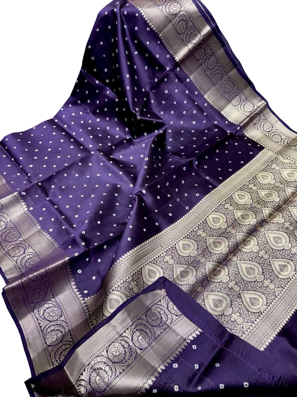 Blue Banarasi Silk Bandhani Saree - Handloom Beauty