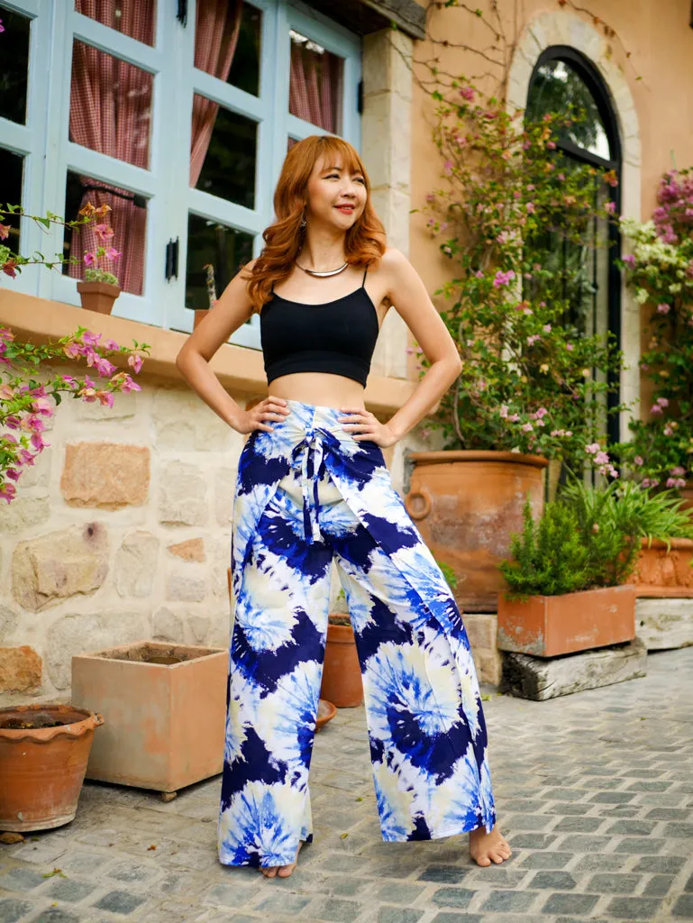 Blue Spirals Palazzo Wrap Pants