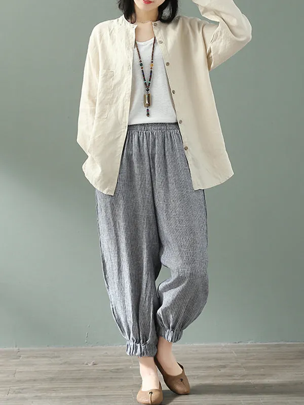 Blush Crinkle Cotton & Linen Pants