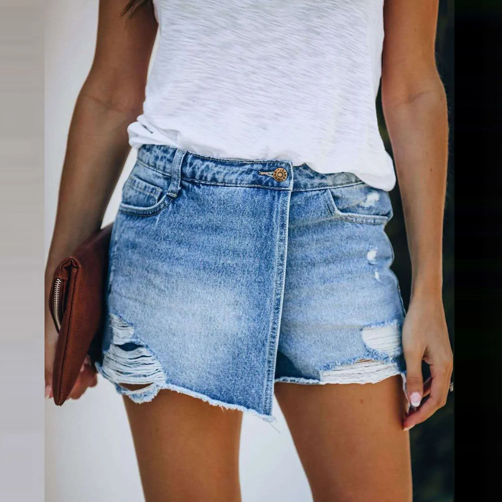 Bodycon Ripped & Repaired Jean Shorts