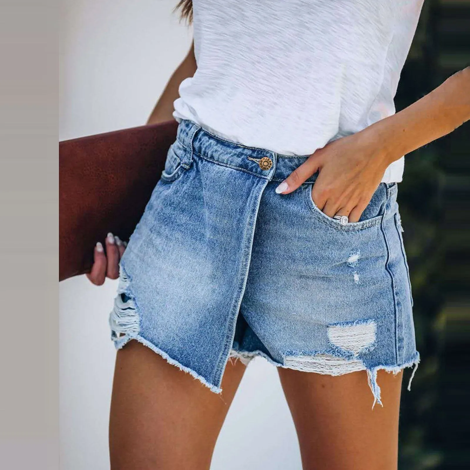 Bodycon Ripped & Repaired Jean Shorts