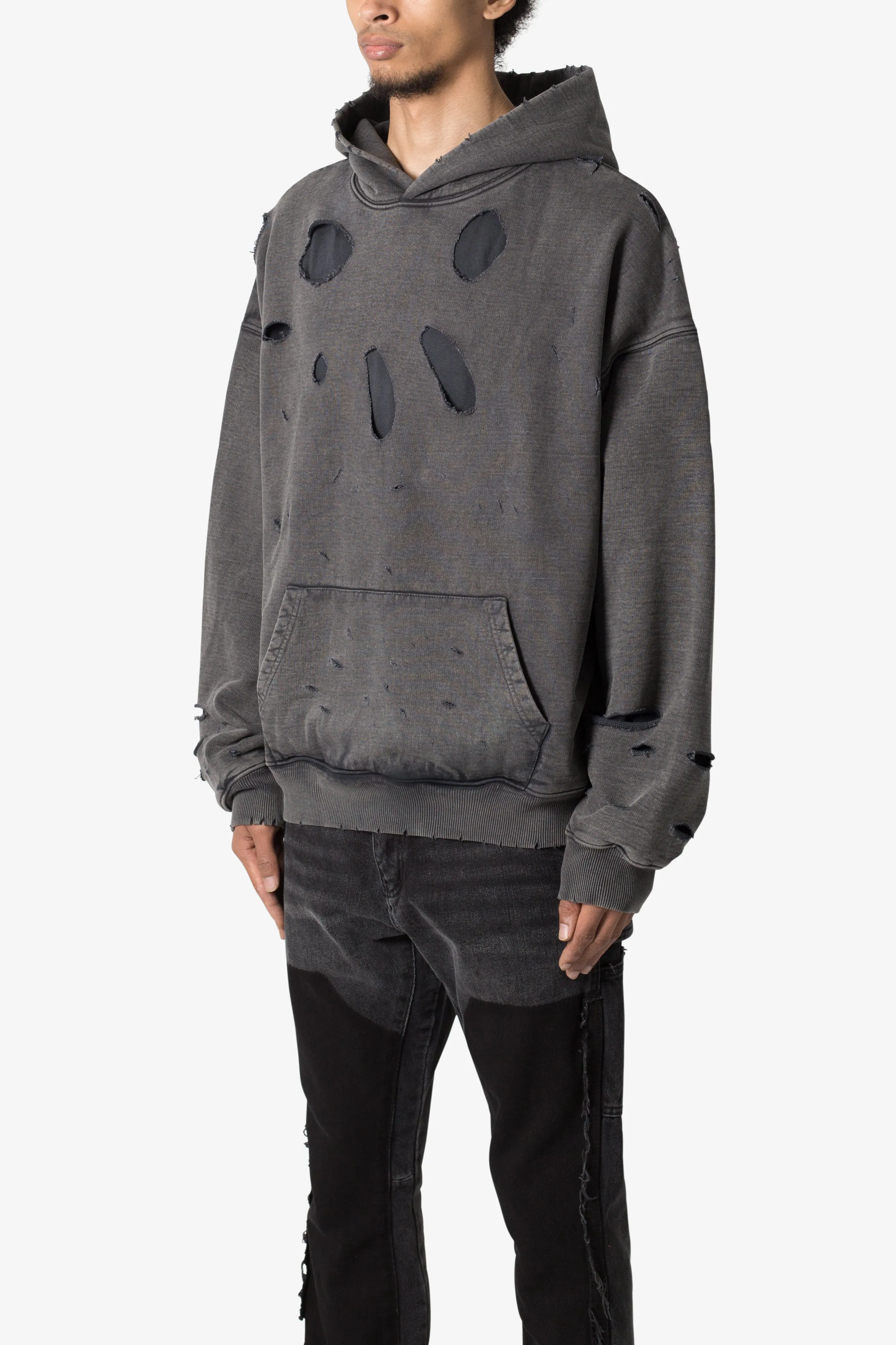 Breeze Destroyed Hoodie - Washed Black