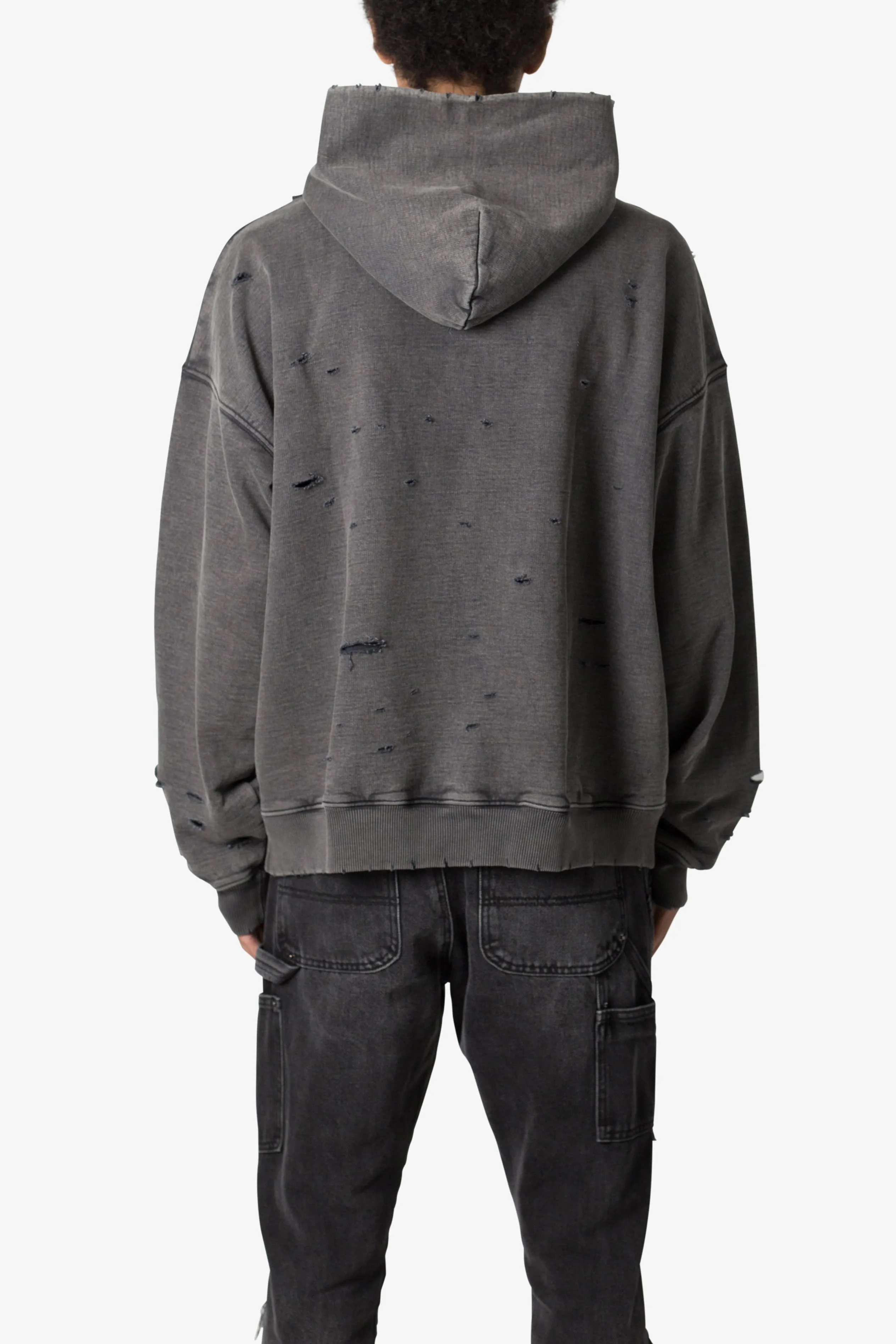 Breeze Destroyed Hoodie - Washed Black