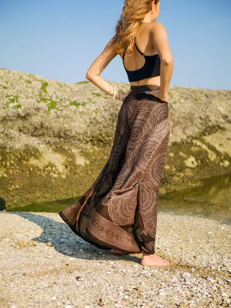 Brown Mandala Mandala  Palazzo Wrap Pants