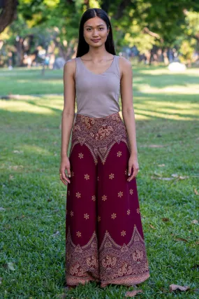 Burgundy Palazzo Star Pants