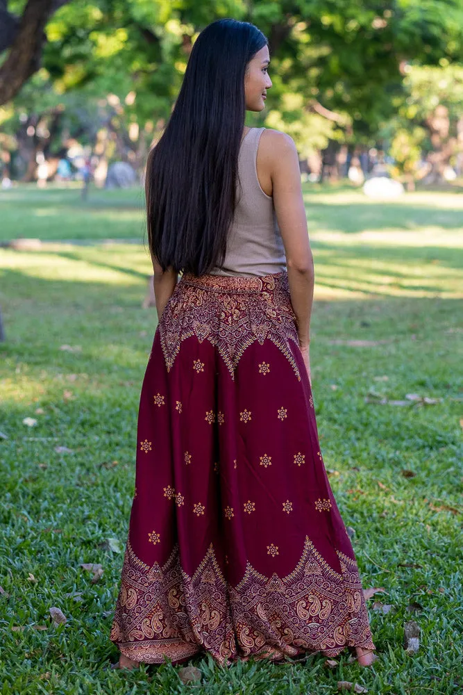 Burgundy Palazzo Star Pants