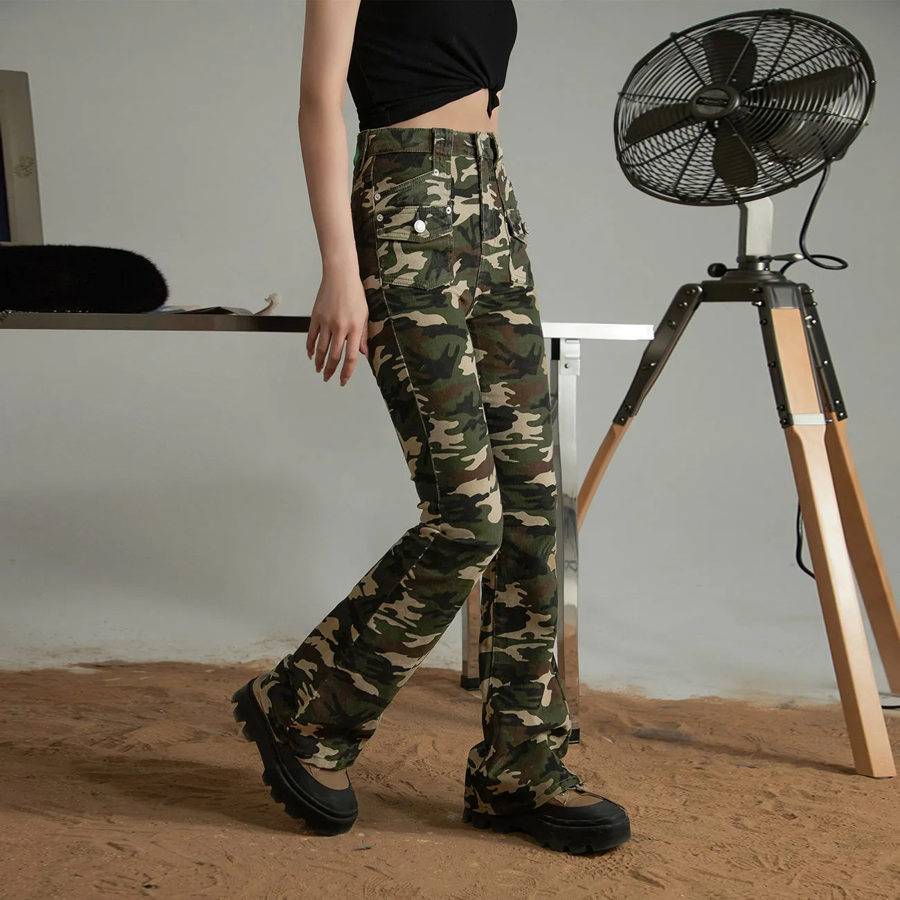 Camouflage Bootcut Pants