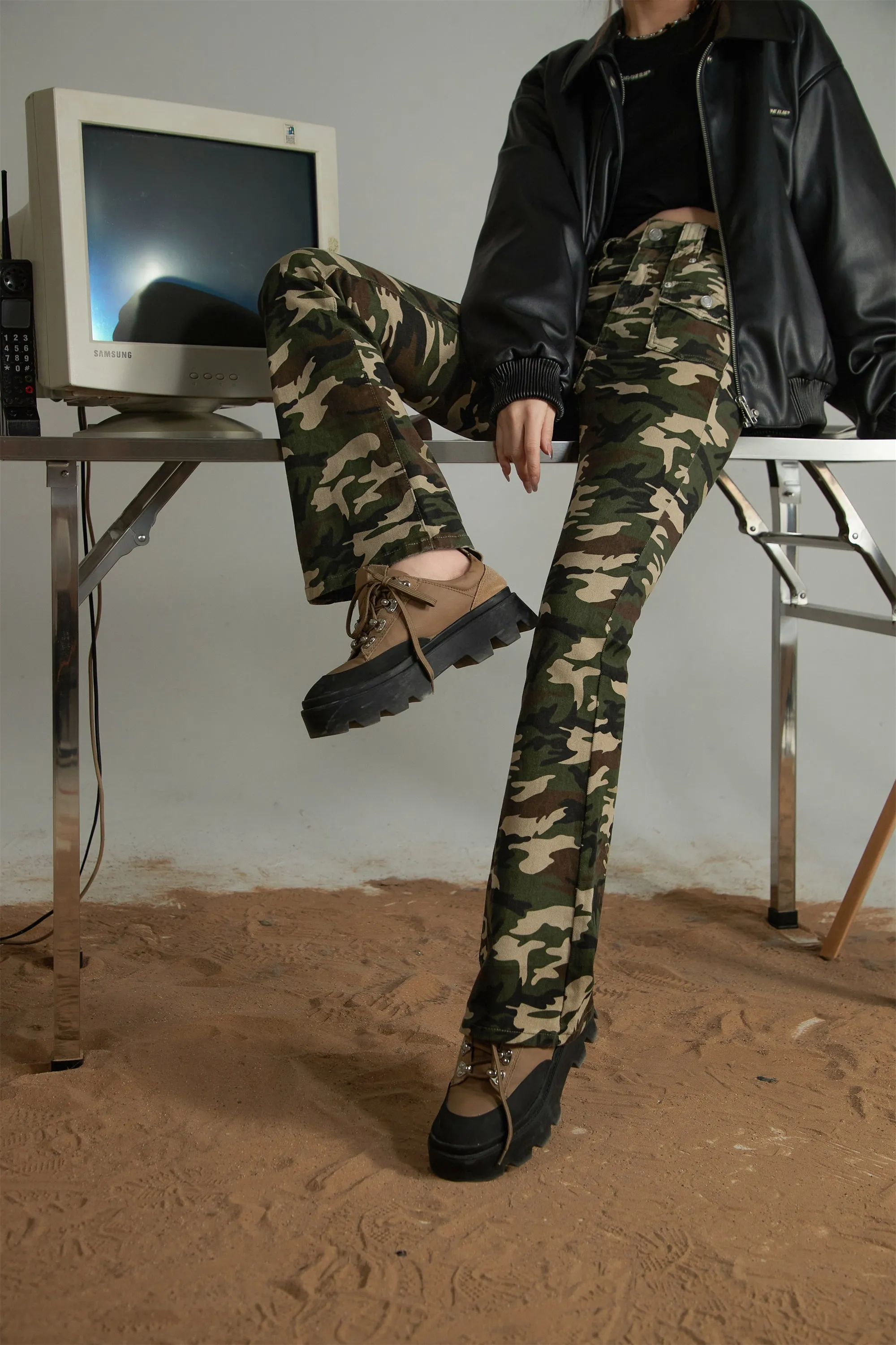 Camouflage Bootcut Pants