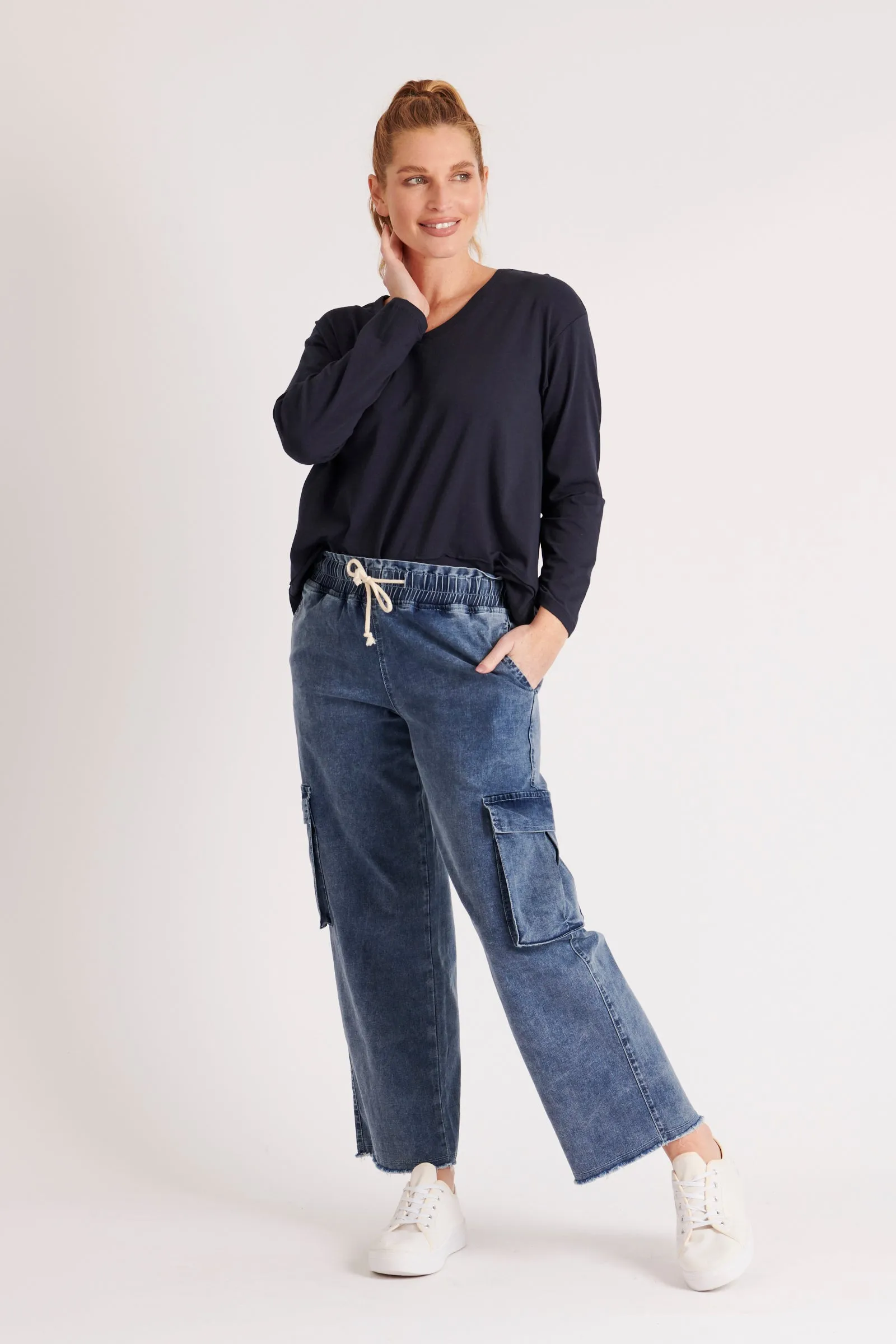 Cargo Wide Leg Pant - Vintage Blue