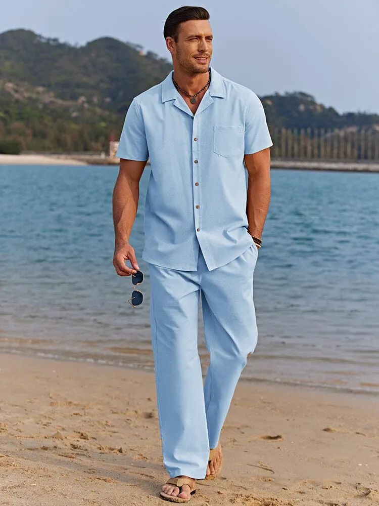 Casual Linen Style Beach Shirt Sets (US Only)