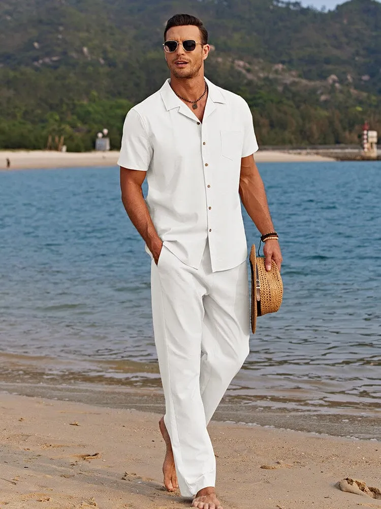 Casual Linen Style Beach Shirt Sets (US Only)