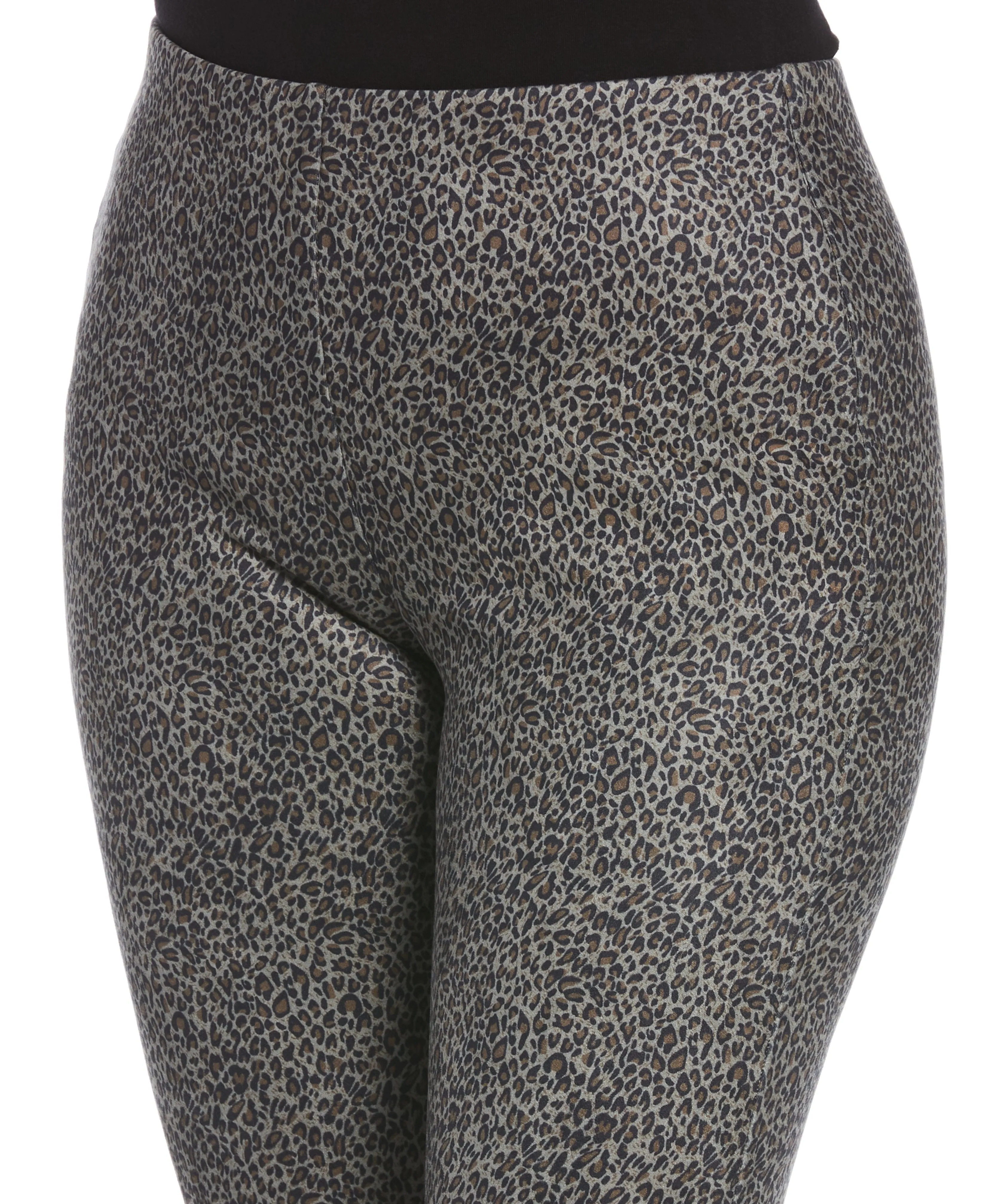 Cheetah Pattern Scuba Suede Pull-On Slim Leg Pant